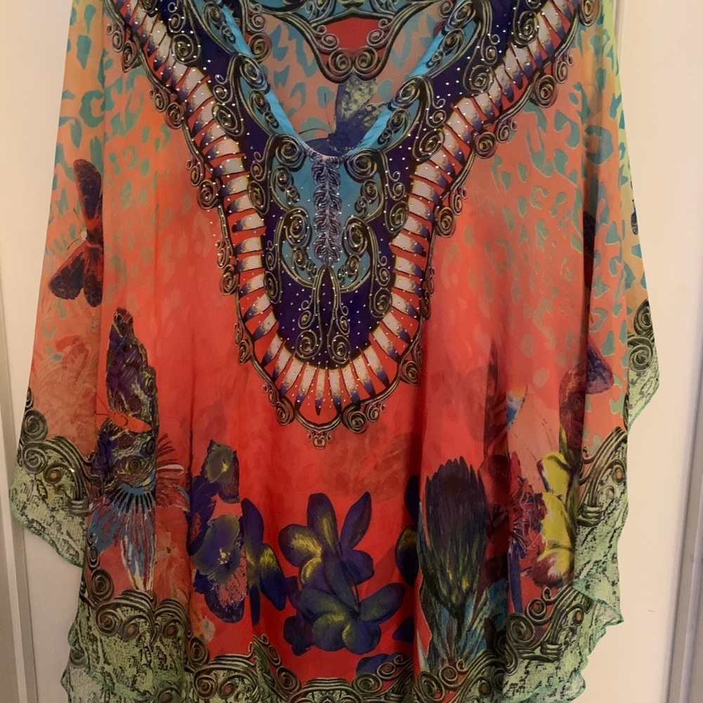 Boho Floral V-Neck Tunic Top - Multicolor